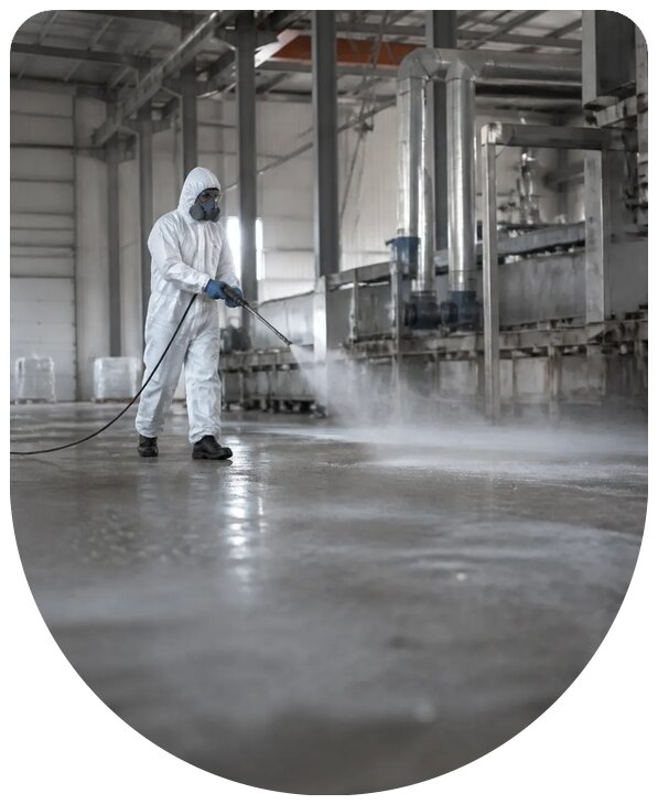 Комплексная дезинфекция производственного цеха в Колпине